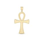 14k Yellow Gold Ankh Pendant High Polish Textured