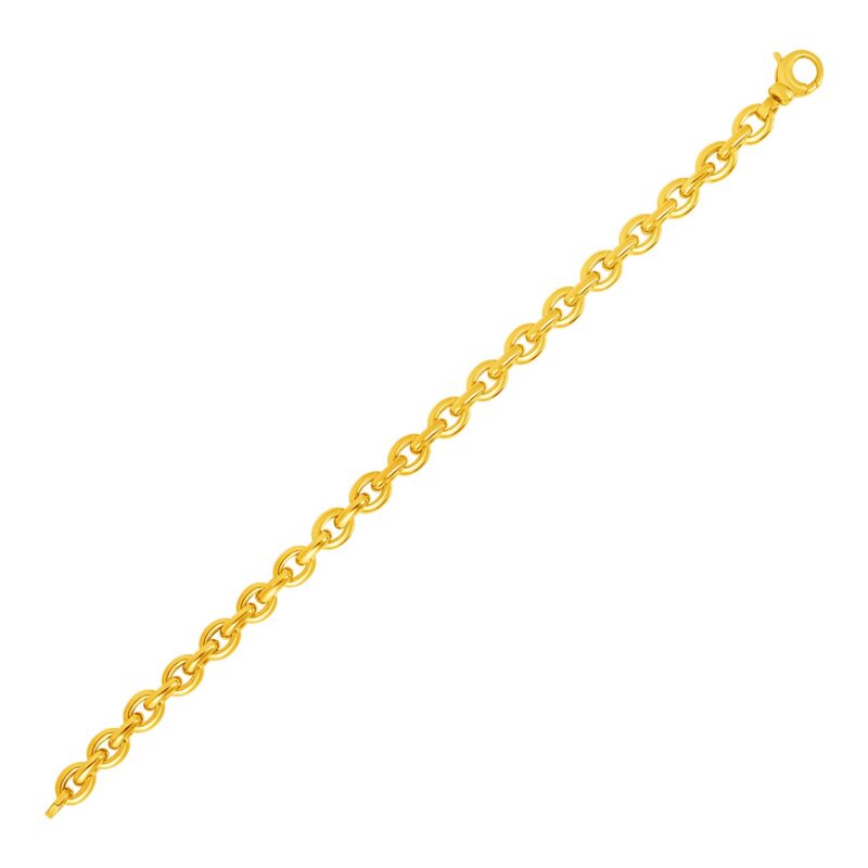 14k Yellow Gold Oval Link Bracelet Polished (6.20 mm)