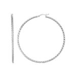 Hoop Earrings with Twist Texture in Sterling Silver (50mm)