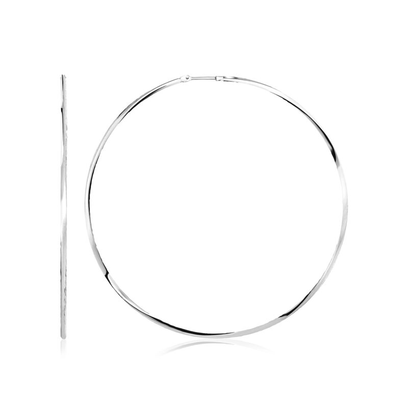 Sterling Silver Extra Large Round Hoop Earrings Polished (60mm)