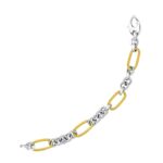 14k Two-Tone Gold Bracelet with Cable Oval and Round Links (7.10 mm)
