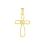 14k Yellow Gold Looped Knot Style Cross Pendant