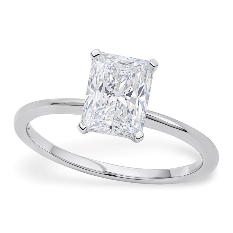2 Carat Radiant Cut Lab Grown Diamond Solitaire Ring Sterling Silver