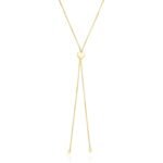 14k Yellow Gold Adjustable Heart Lariat Necklace