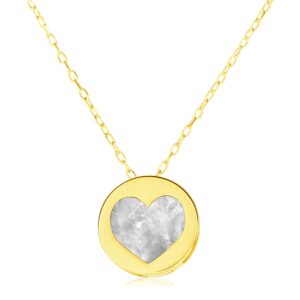 14k Gold Heart in Mother of Pearl Necklace