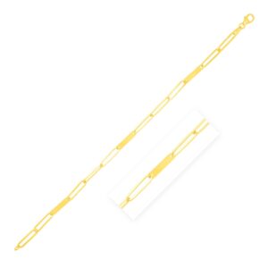 14k Yellow Gold Alternating Paperclip Chain Link and Gold Bar Bracelet (3.60 mm)