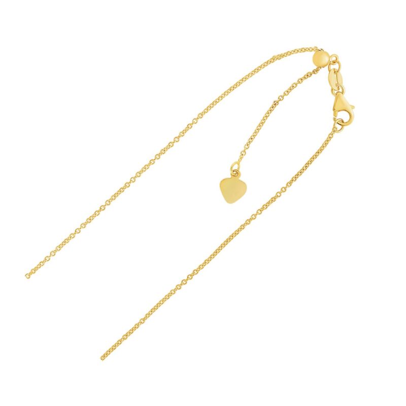 14k Gold Adjustable Thin Cable Chain Necklace 22 inch 56 cm