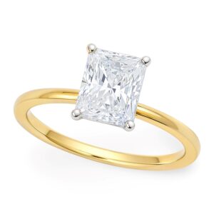 1.5 Carat Radiant Lab Grown IGI G/VS1 Diamond Ring 14K Yellow Gold