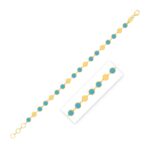 Turquoise Composite Gem Alternating Bracelet 14K Gold