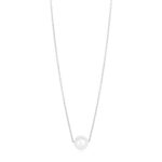 14k White Gold Pearl Solitaire Necklace