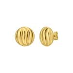 14K Yellow Gold Swirl Button Stud Earrings