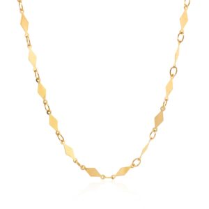 14K Yellow Gold Polished Diamond Motif Chain (3 mm)