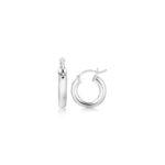 Sterling Silver Thick Hoop Earrings with Rhodium Plating Polished (2x20mm)