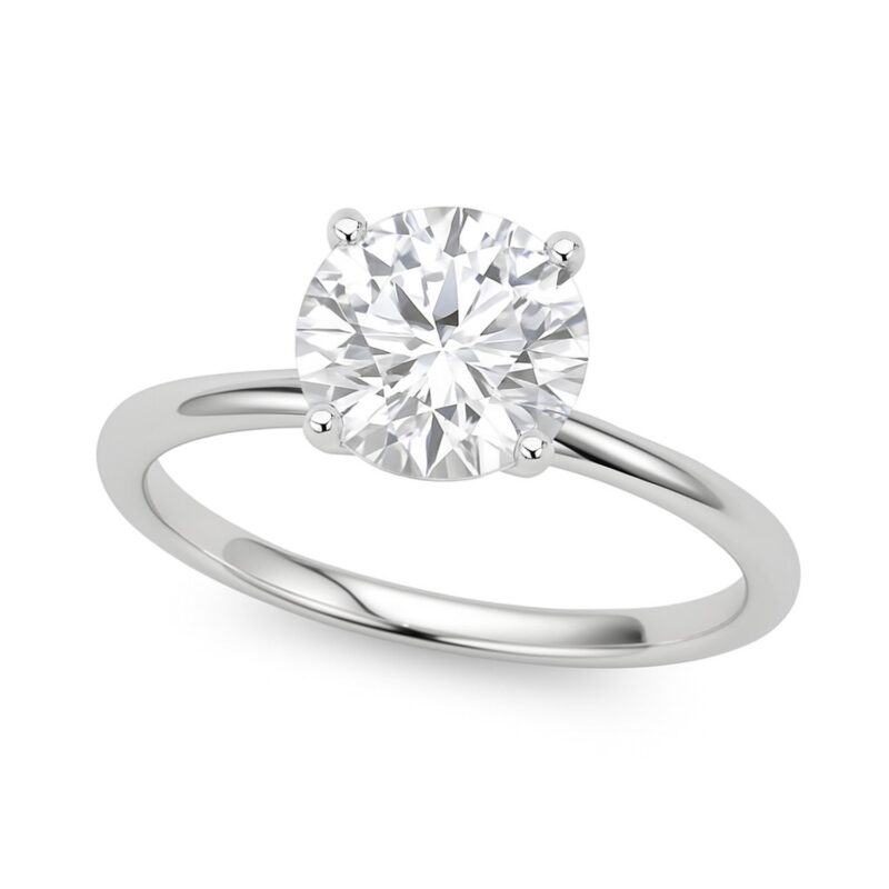 1 Carat Round Lab Grown Diamond Solitaire Ring IGI G/VS1 14K White Gold
