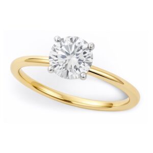 3/4 Carat Round Lab Grown Diamond Solitaire Ring 10K Yellow Gold IGI G/VS1