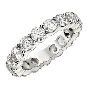 3 Carat Round Cut Lab Grown Brilliant Diamond Eternity Band Ring 14k White Gold