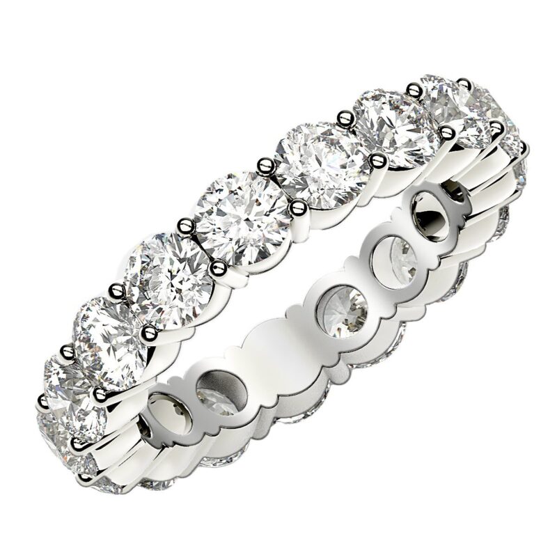 3 Carat Round Cut Lab Grown Diamond Eternity Ring 14k White Gold FG/VS2
