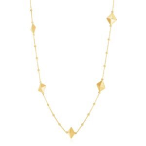 14k Yellow Gold Pyramid Station Necklace