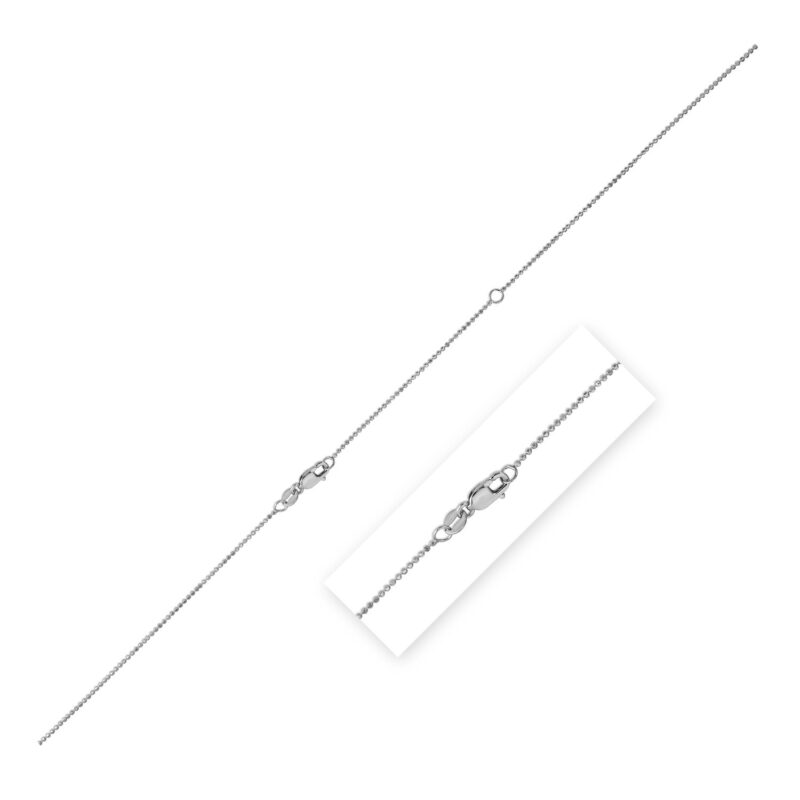 Double Extendable Bead Chain in 14k White Gold 1 mm