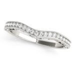 Milgrained Pave Set Curved Diamond Wedding Band 1/5 cttw 14k White Gold