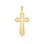 14k Two Tone Gold Simple Diamond Cut Cross Pendant