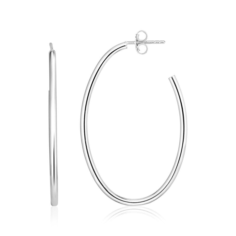 Medium Oval Hoop Earrings Sterling Silver Polished
