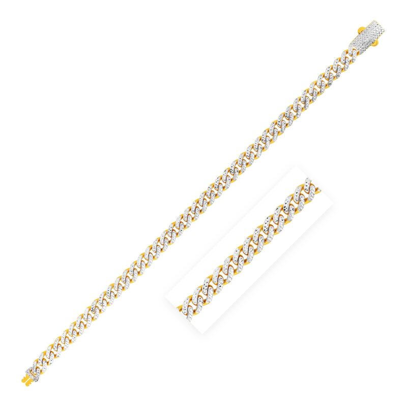 14k Yellow Gold White Pave Modern Lite Miami Cuban Bracelet (6.50 mm)
