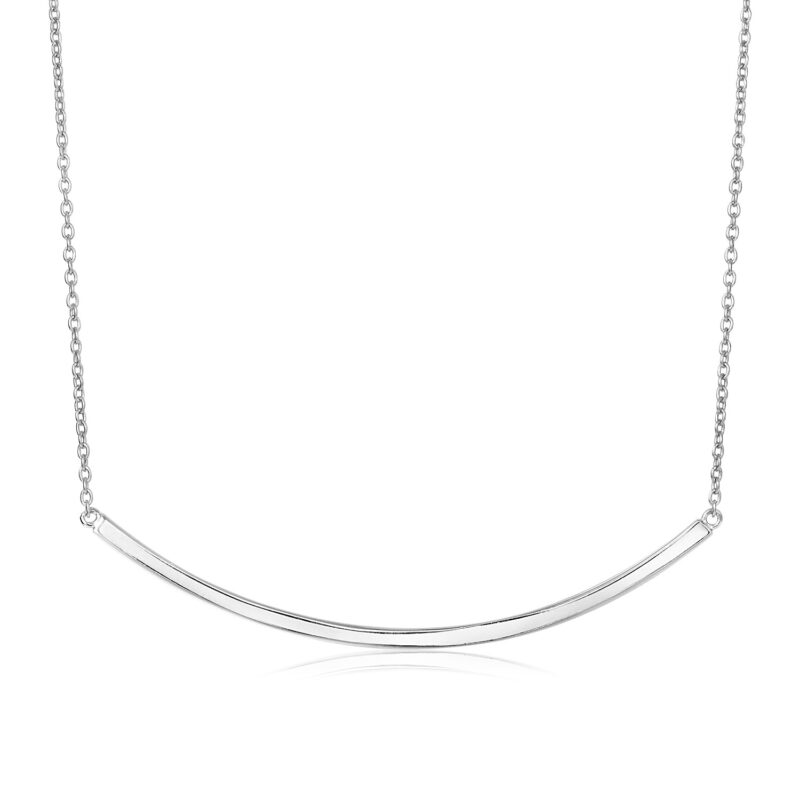Sterling Silver Curved Bar Necklace Polished