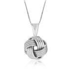 Ridge Love Knot Pendant Textured Sterling Silver