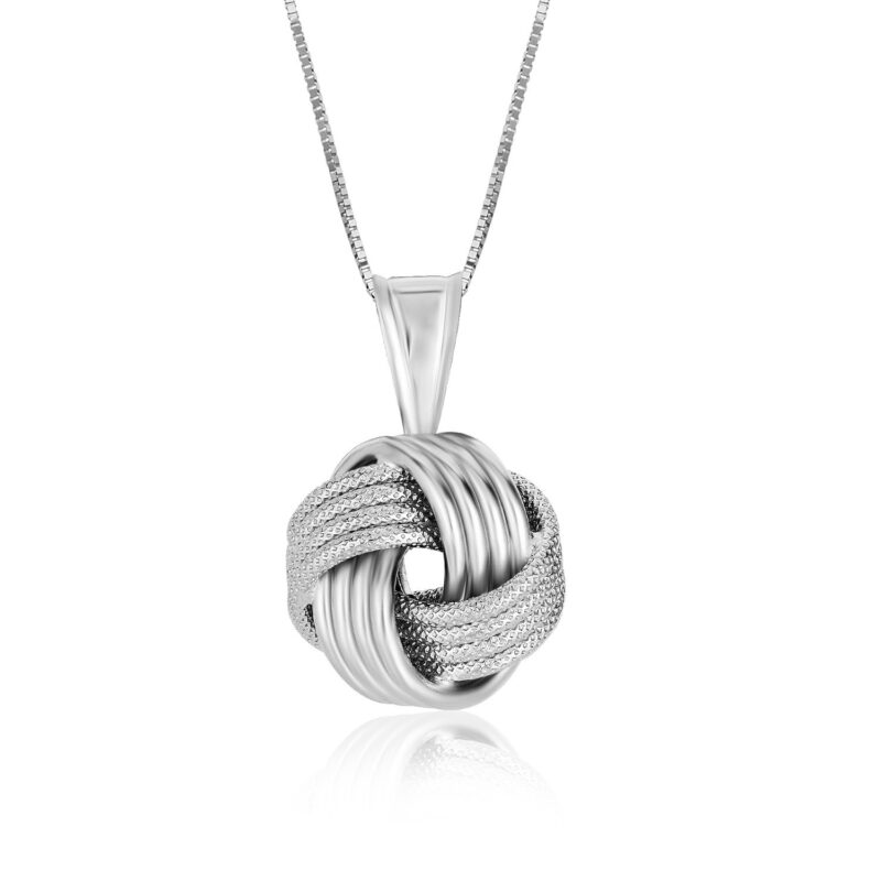 Ridge Love Knot Pendant Textured Sterling Silver