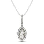 Marquis Shape Diamond Halo Pendant Necklace 14k White Gold 2/3 carat Marquis Shape Diamond Halo Pendant Necklace 14k White Gold 2/3 carat