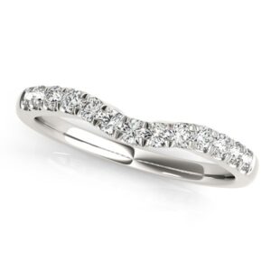 Diamond Curved Design Wedding Band 1/4 carat 14k White Gold