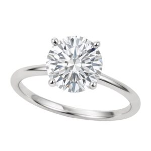 2 Carat Round Lab Grown Diamond Solitaire Ring 14K White Gold IGI G/VS1