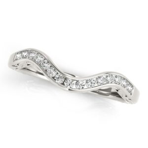 Curved Diamond Wedding Ring 1/10 cttw 14k White Gold