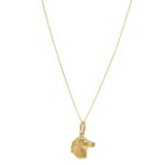 Horse Profile Medium Necklace in 14K Yellow Gold