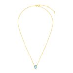 14k Yellow Gold Necklace with Cushion Blue Topaz 17 inch 43 cm