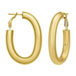 14K Yellow Gold Oval Omega Hoops