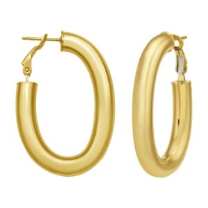 14K Yellow Gold Oval Omega Hoops