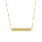 14k Yellow Gold Chain Necklace with a Shiny Horizontal Flat Bar