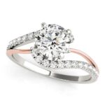 Bypass Shank Diamond Engagement Ring 1 1/3 Carat 14k White And Rose Gold Two Tone