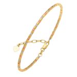 Tri Color Diamond Cut Bead Bracelet in 14K Gold