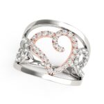 Filigree Heart Diamond Ring 14k White And Rose Gold Two Tone 1/4 cttw Filigree Heart Diamond Ring 14k White And Rose Gold Two Tone 1/4 cttw