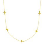 14k Yellow Gold Chain Necklace with Cross Stations 14k Yellow Gold Chain Necklace with Cross Stations