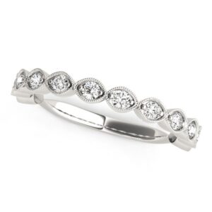 Vintage Style Diamond Wedding Band 3/8 cttw 14k White Gold