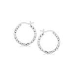 Sterling Silver Faceted Short Hoop Earrings (2x15mm)