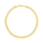 14k Yellow Gold Fancy Chain Bracelet High Polish Textured (4.00 mm)