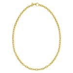 14K Yellow Gold Charm Lock Rolo Chain Necklace 5.1 mm