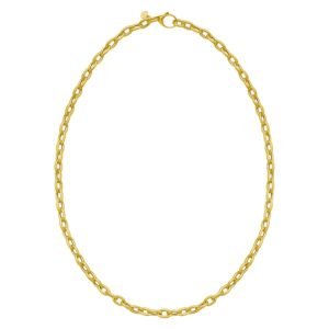 14K Yellow Gold Charm Lock Rolo Chain Necklace 5.1 mm