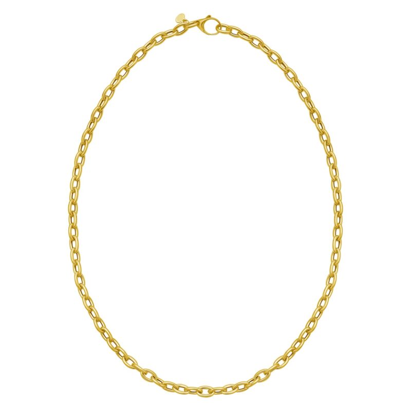 14K Yellow Gold Charm Lock Rolo Chain Necklace 5.1 mm