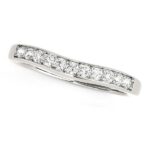 Curved Channel Set Round Diamond Wedding Band 1/4 carat 14k White Gold